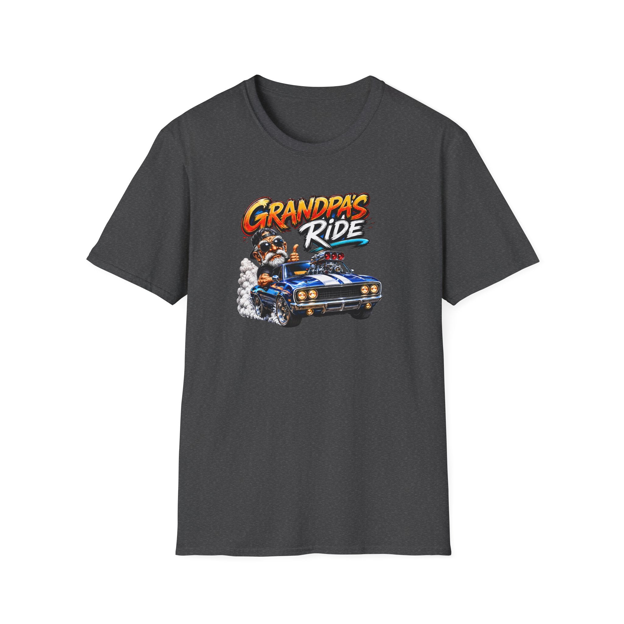 Grandpa's Ride T-Shirt — Vintage Muscle Car & Dog Graphic Gift