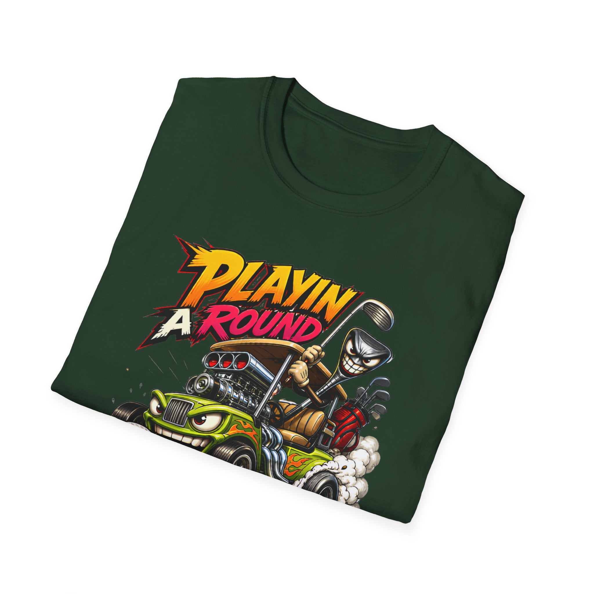 Golf Cart T-Shirt — "Playin' Around" Retro Cartoon Driving Design