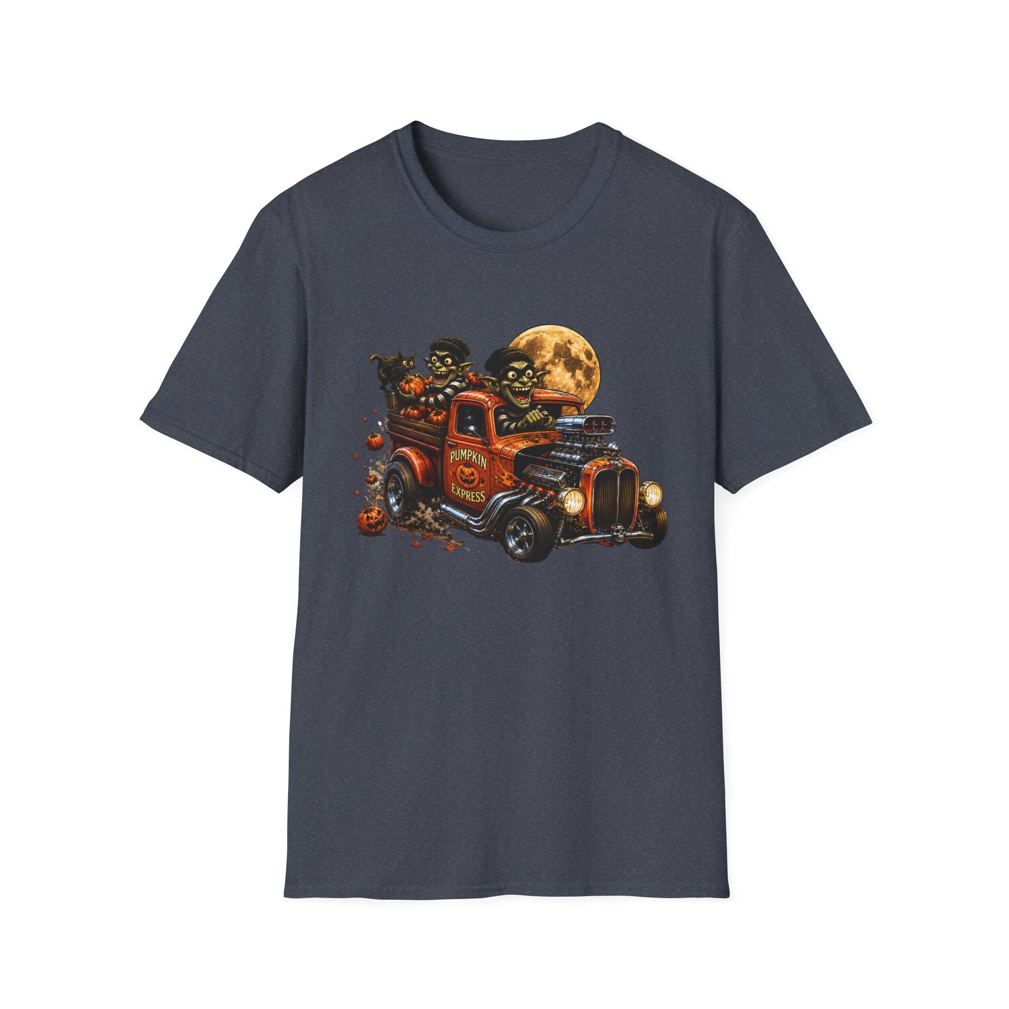 Halloween Hot Rod T‑Shirt — Vintage Monster Truck with Full Moon