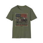 Made in America Truck T-Shirt — "Made in America. Built for the Land." Patriotic Vintage Pickup Tee