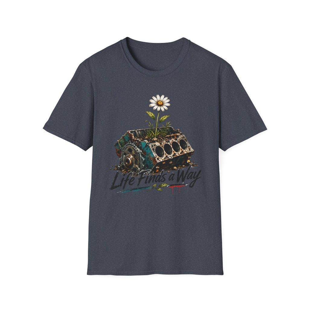 T-Shirt — 'Life Finds a Way' Daisy Rising from Rust Graphic Tee