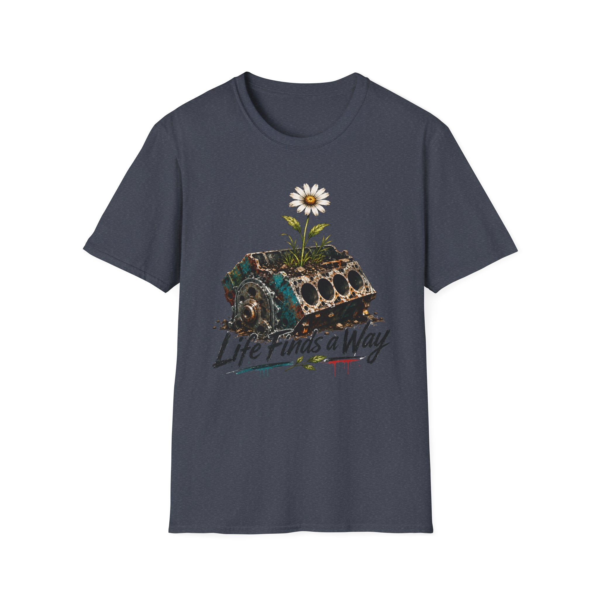 T-Shirt — 'Life Finds a Way' Daisy Rising from Rust Graphic Tee