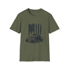 Classic Hot Rod T-Shirt with Distressed American Flag