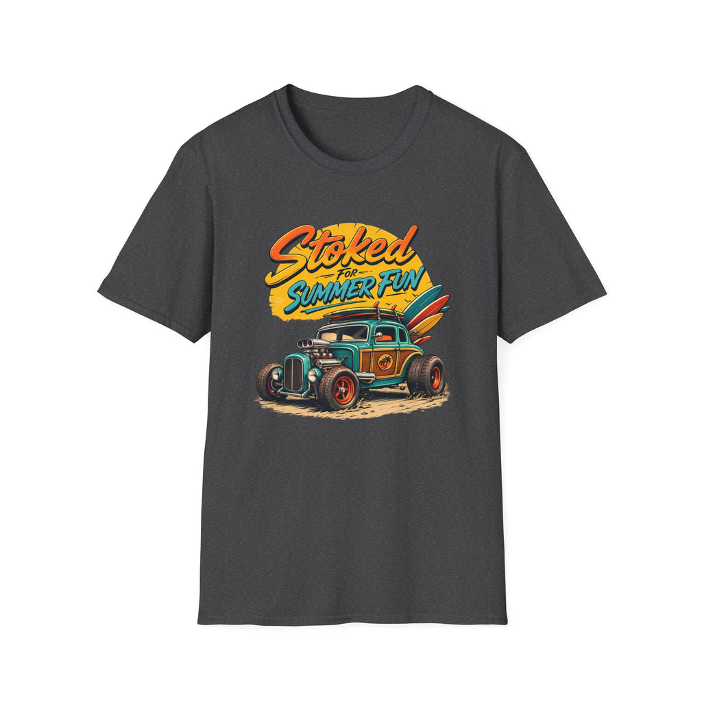 Stoked Summer Fun T-Shirt – Vintage Hot Rod Surf Graphic