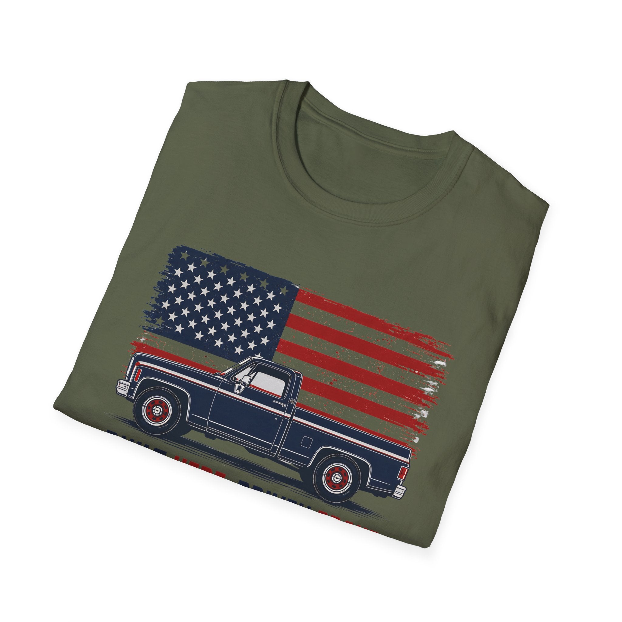 Built Here, Driven Proud Truck T-Shirt — American Flag Vintage Pickup Tee