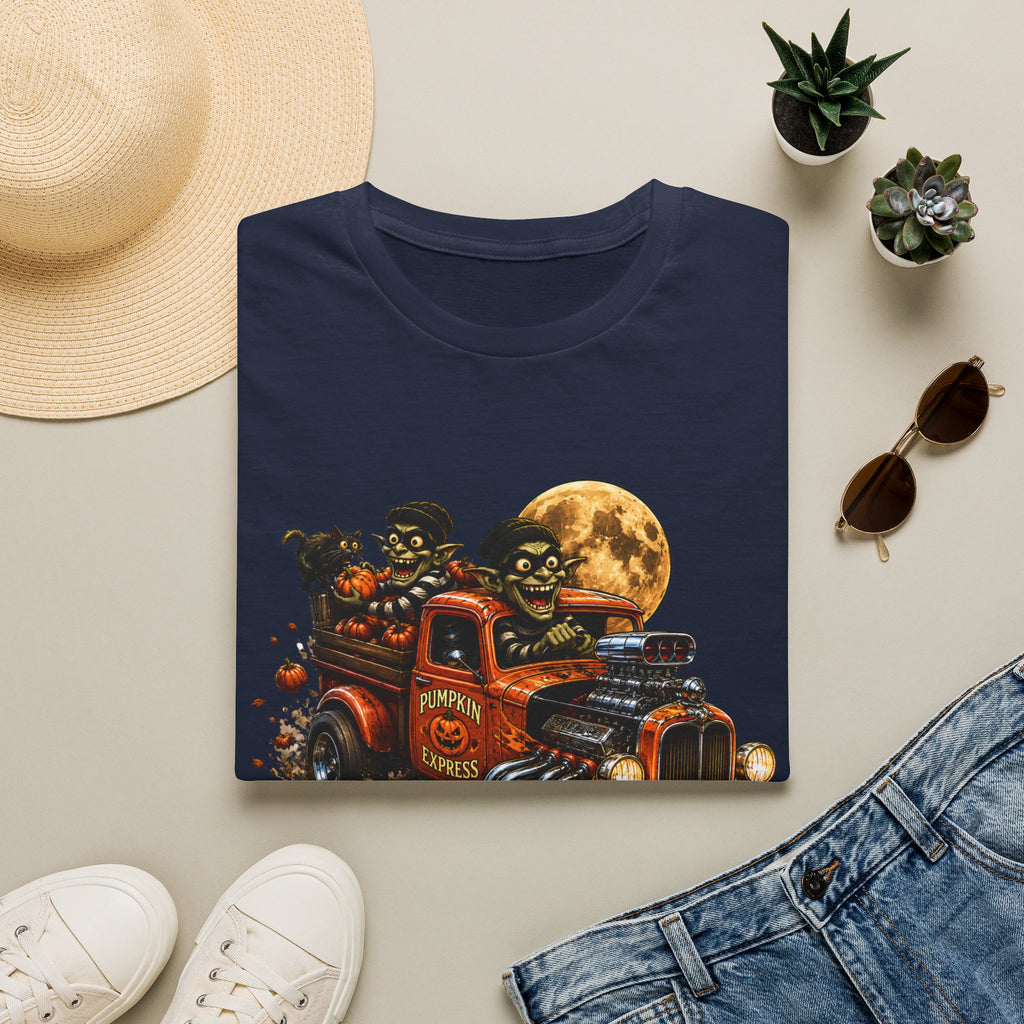 Halloween Hot Rod T‑Shirt — Vintage Monster Truck with Full Moon