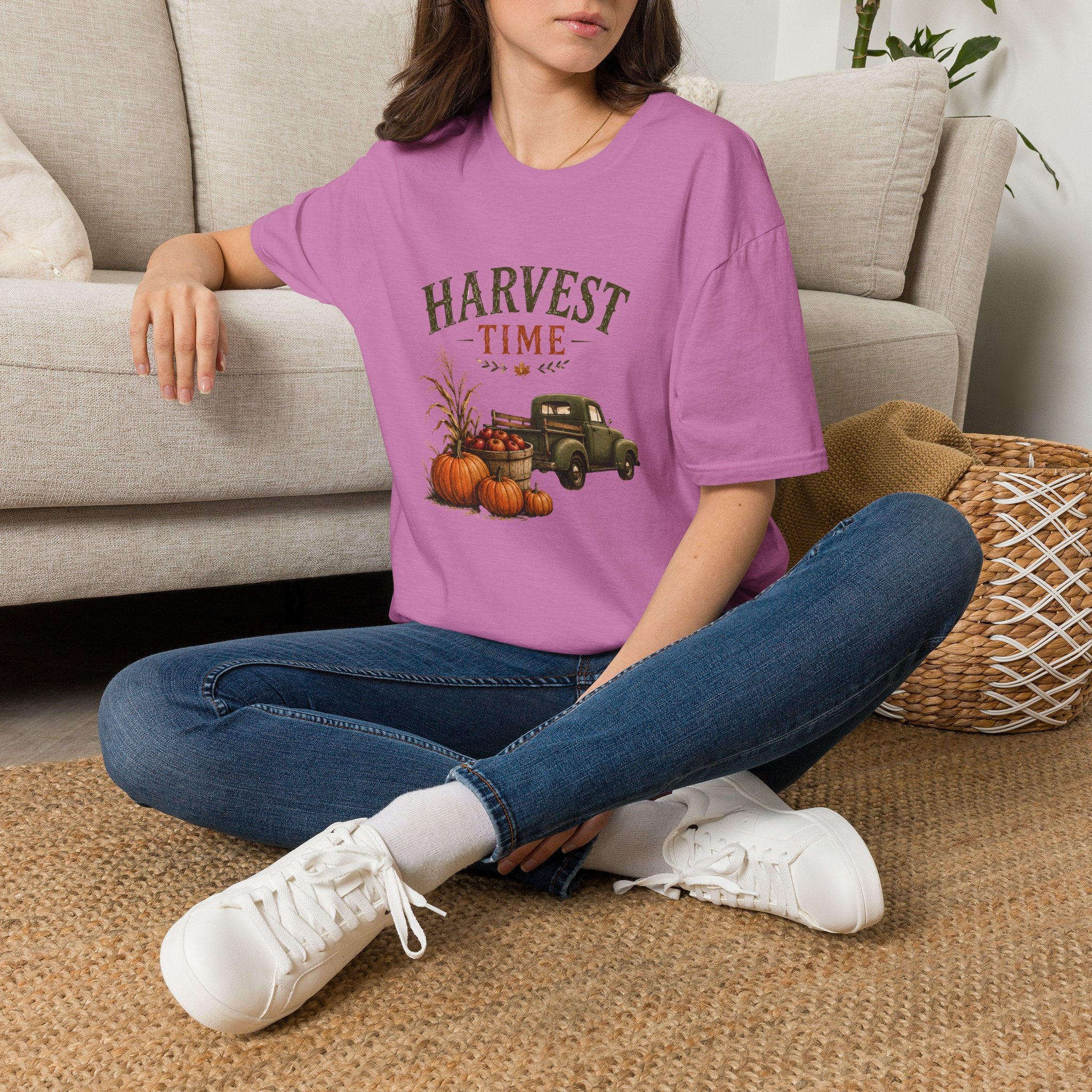 Harvest Time T-Shirt — Vintage Truck, Pumpkins & Fall Farm Design