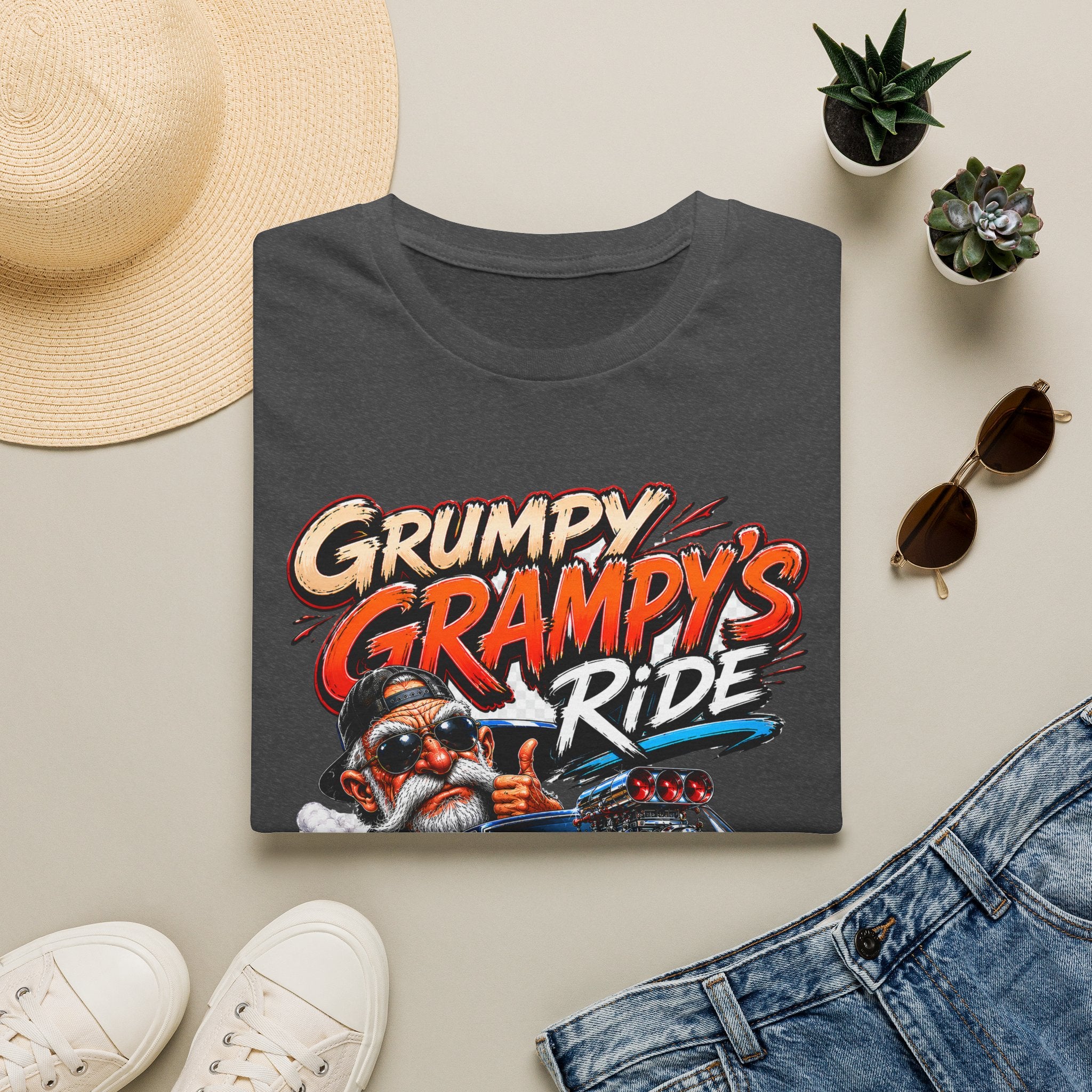 Grumpy Grampy’s Ride T-Shirt — Retro Grandpa Car Racing Tee