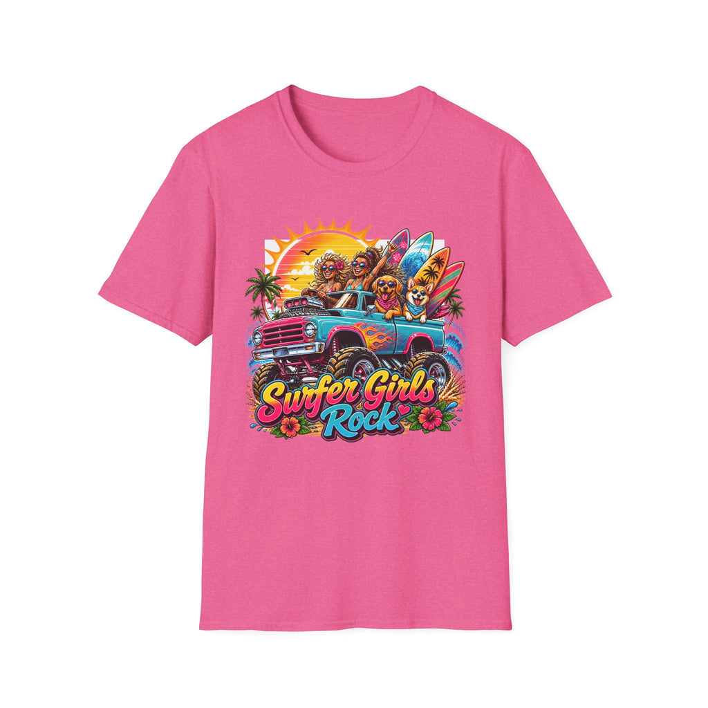 Surfer Girls Rock T-Shirt — Retro Beach Skull Surfboard Tee