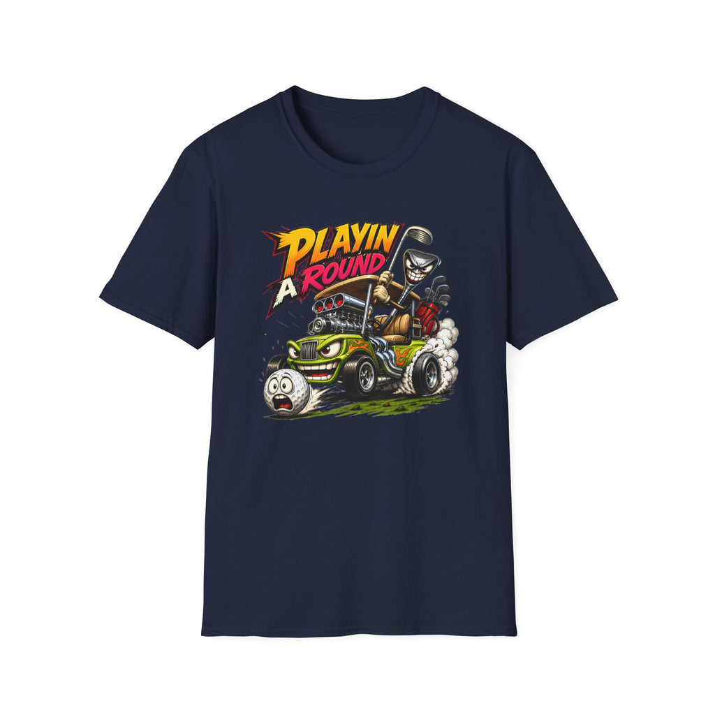 Golf Cart T-Shirt — "Playin' Around" Retro Cartoon Driving Design