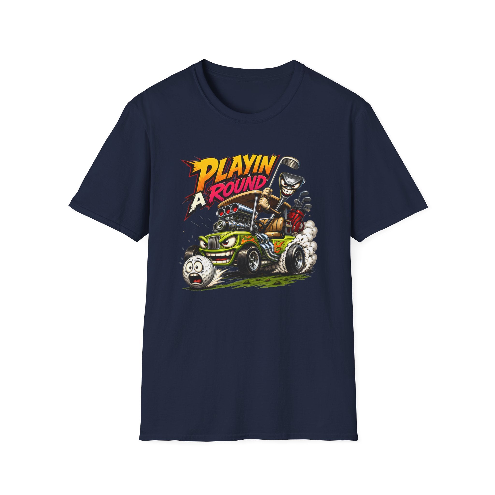 Golf Cart T-Shirt — "Playin' Around" Retro Cartoon Driving Design