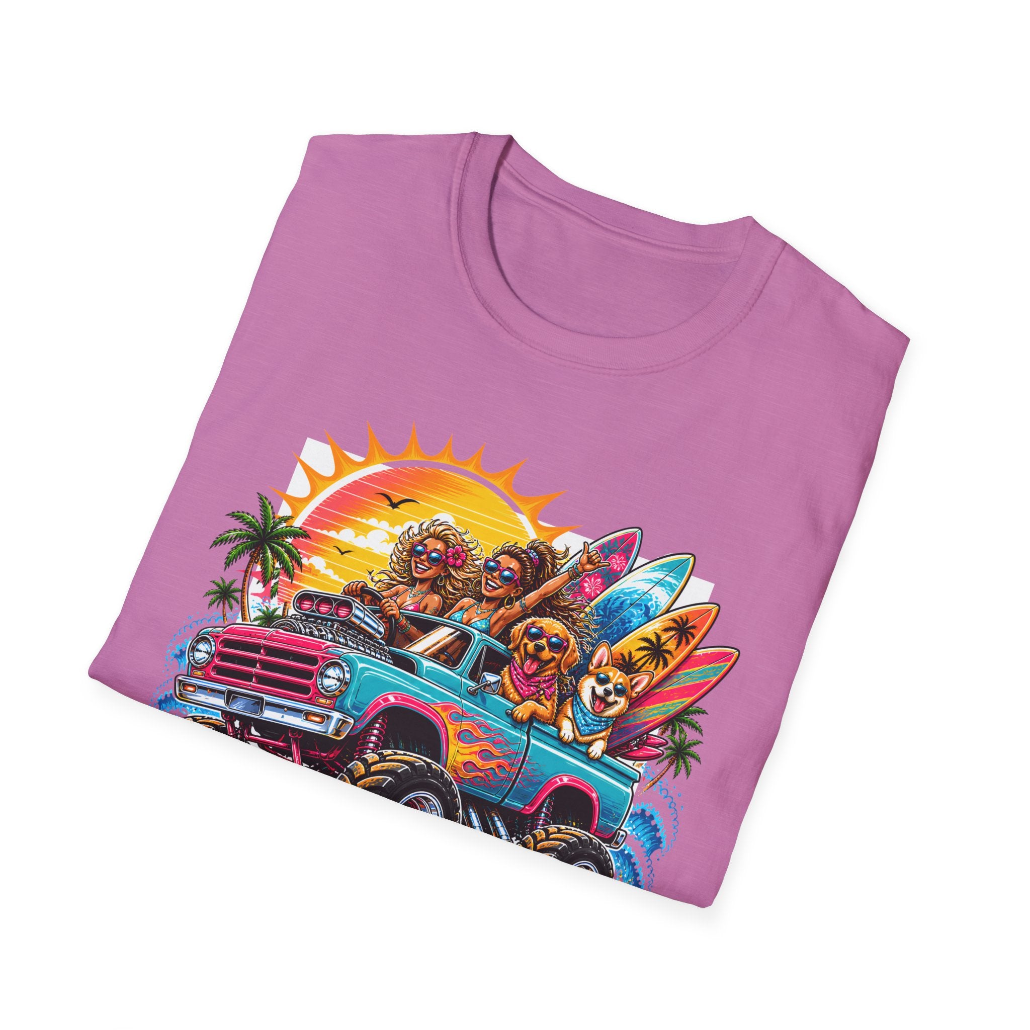 Surfer Girls Rock T-Shirt — Retro Beach Skull Surfboard Tee