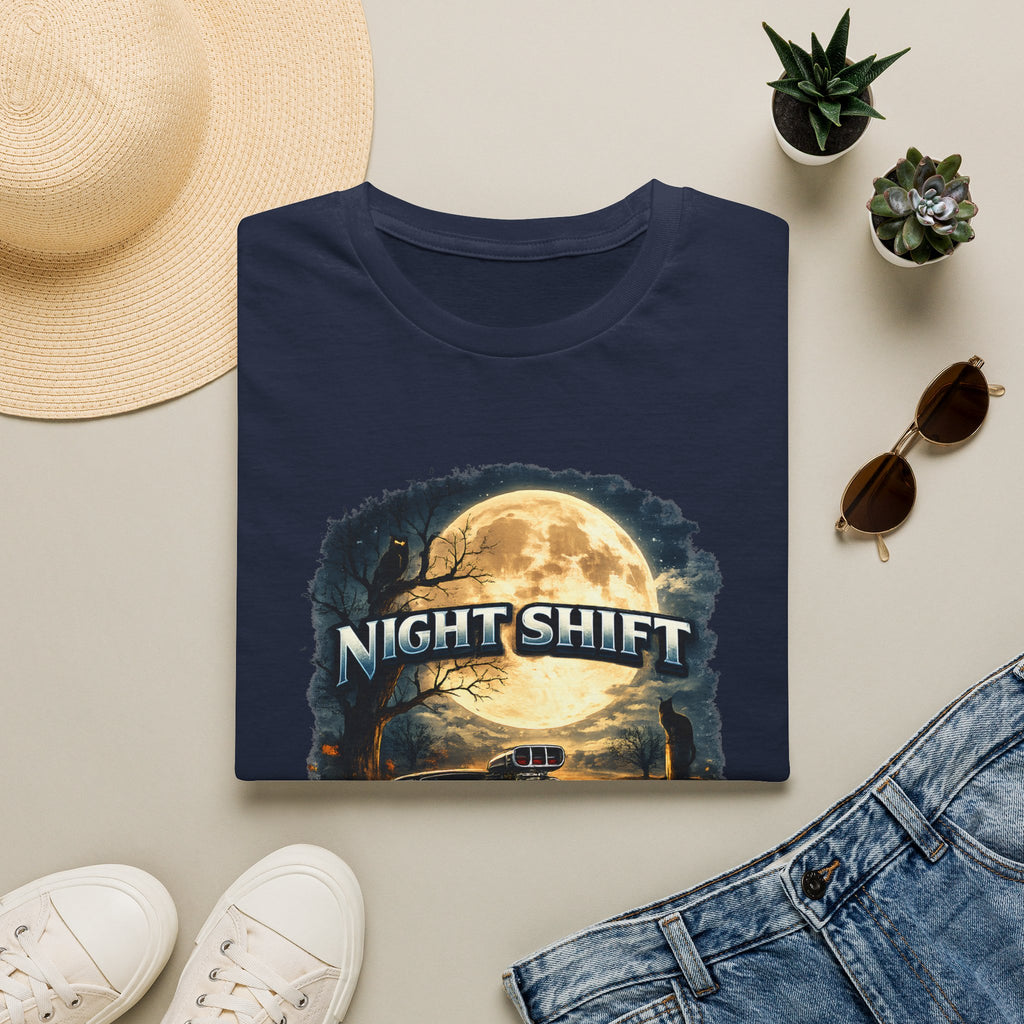 Night Shift T-Shirt — Vintage Full Moon Trucking Tee for Night Drivers