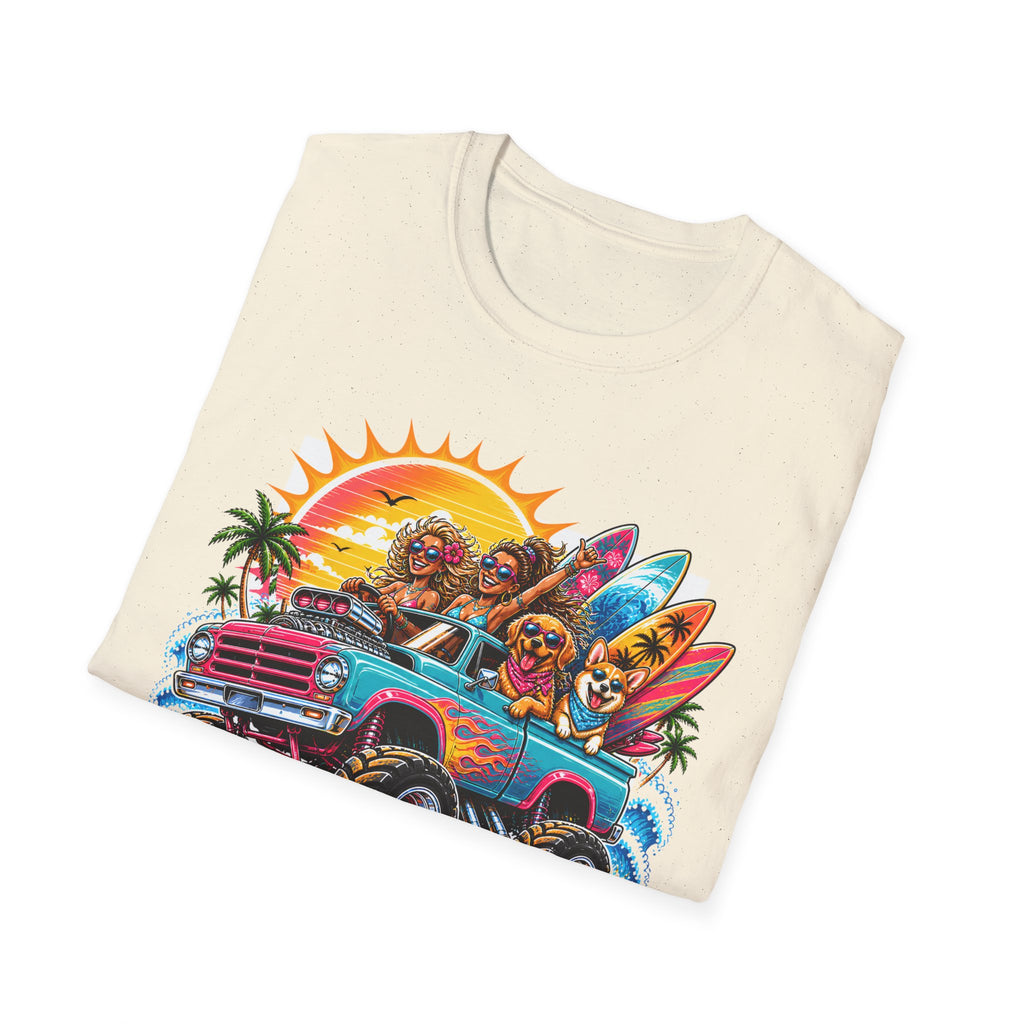 Surfer Girls Rock T-Shirt — Retro Beach Skull Surfboard Tee