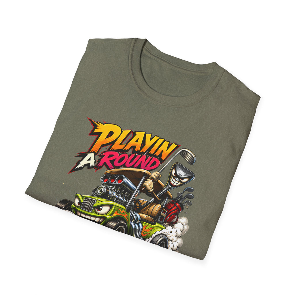 Golf Cart T-Shirt — "Playin' Around" Retro Cartoon Driving Design