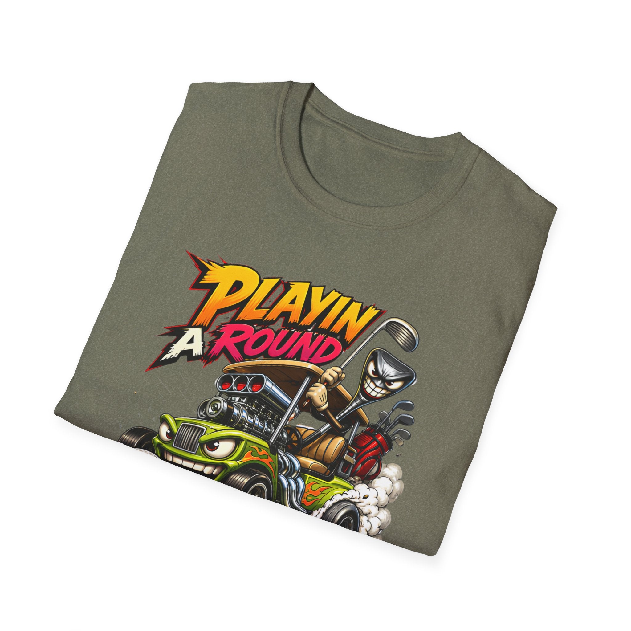 Golf Cart T-Shirt — "Playin' Around" Retro Cartoon Driving Design