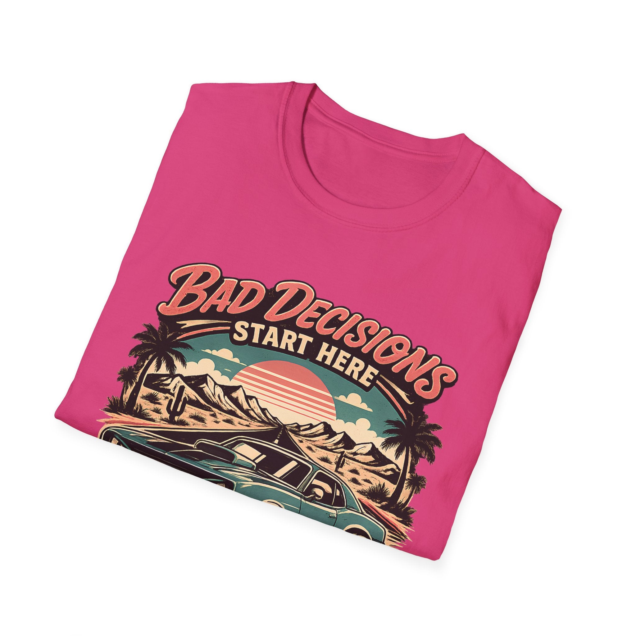 Bad Decisions Start Here Vintage Muscle Car T-Shirt — "Full Tank No Plan"