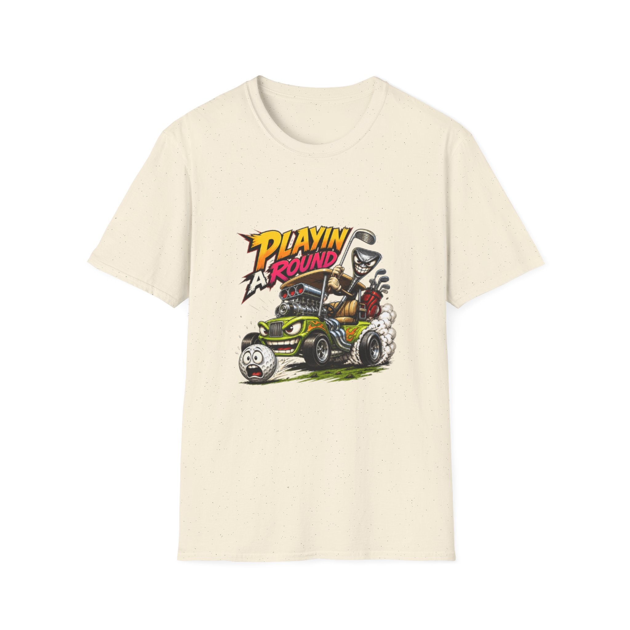 Golf Cart T-Shirt — "Playin' Around" Retro Cartoon Driving Design