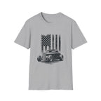 Classic Hot Rod T-Shirt with Distressed American Flag