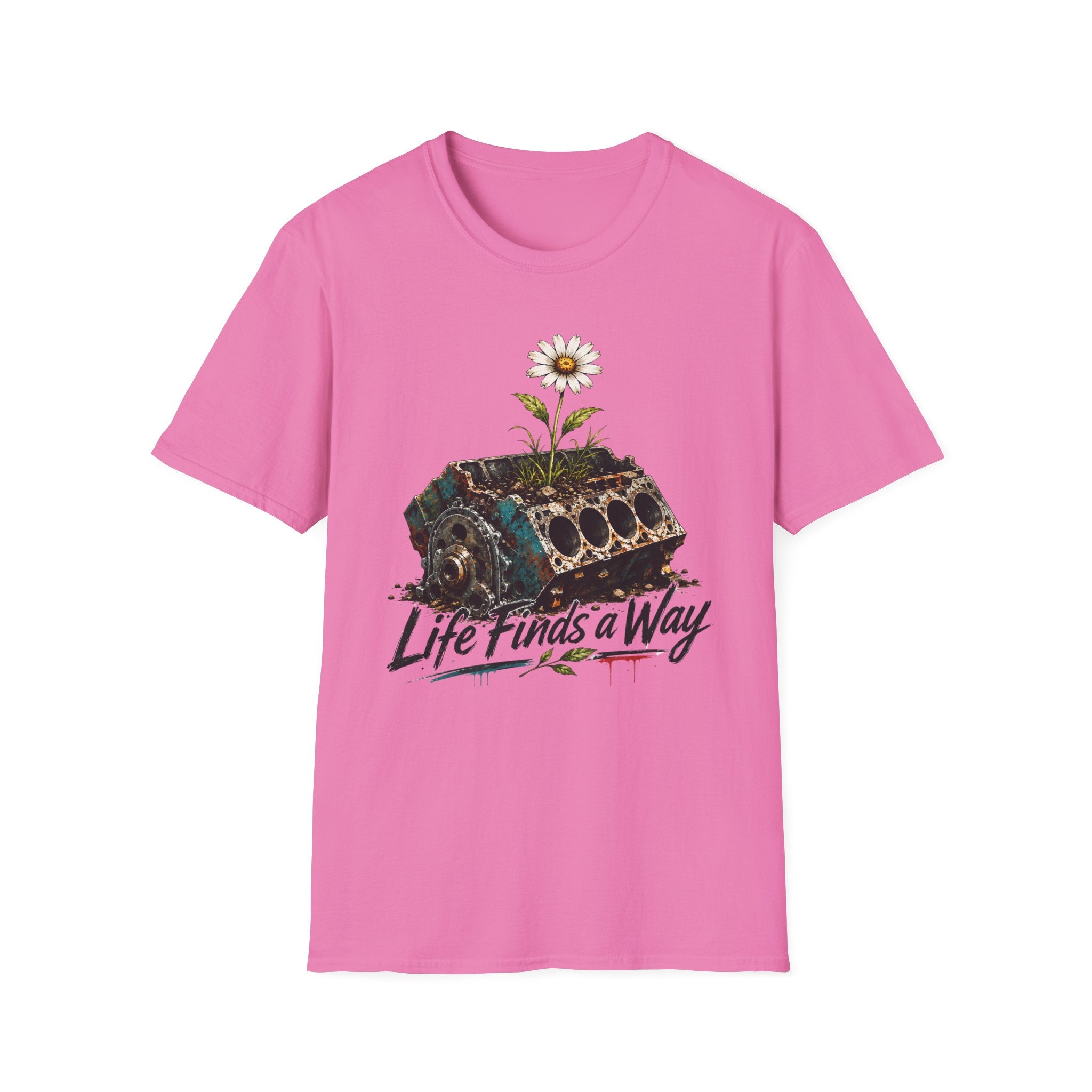T-Shirt — 'Life Finds a Way' Daisy Rising from Rust Graphic Tee
