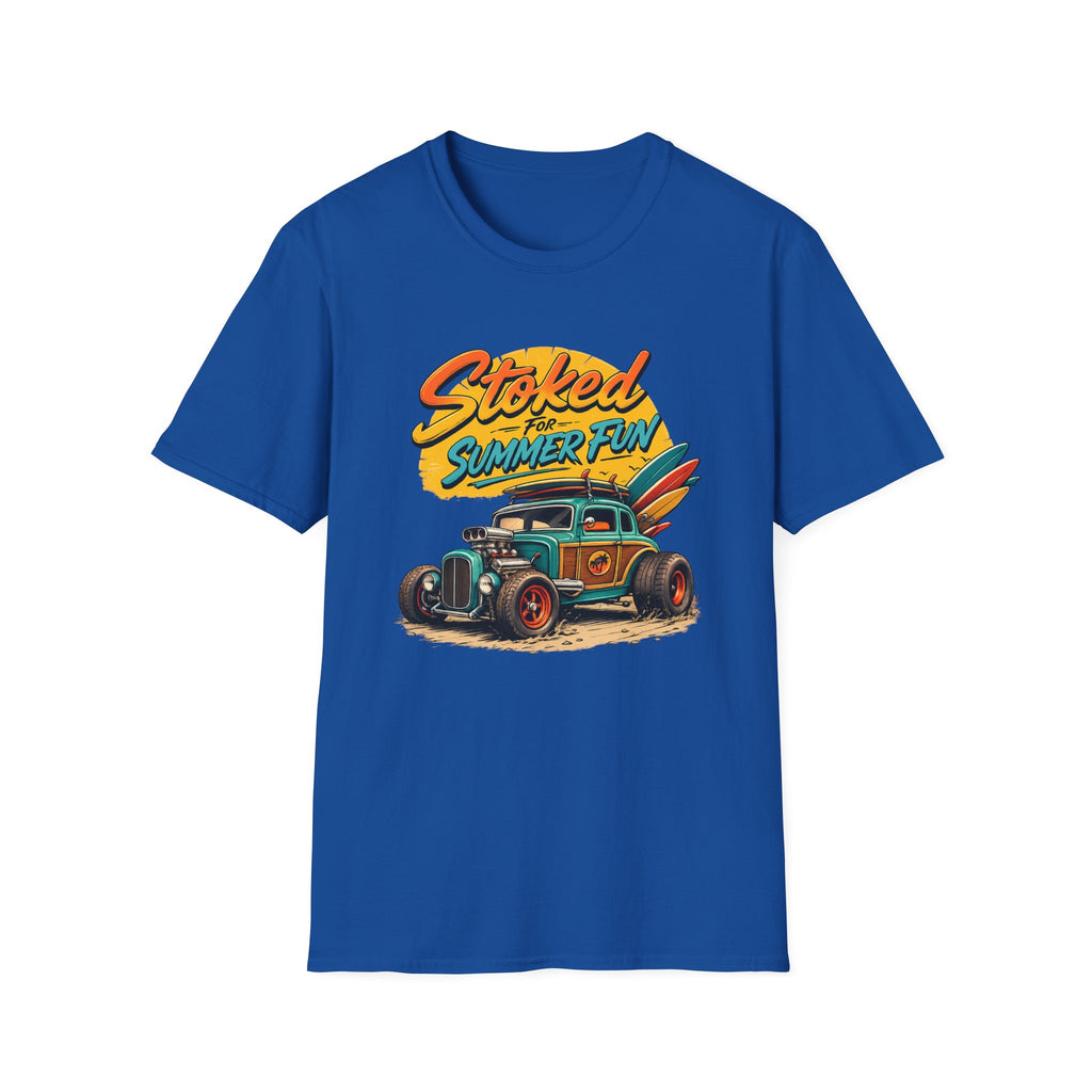 Stoked Summer Fun T-Shirt – Vintage Hot Rod Surf Graphic