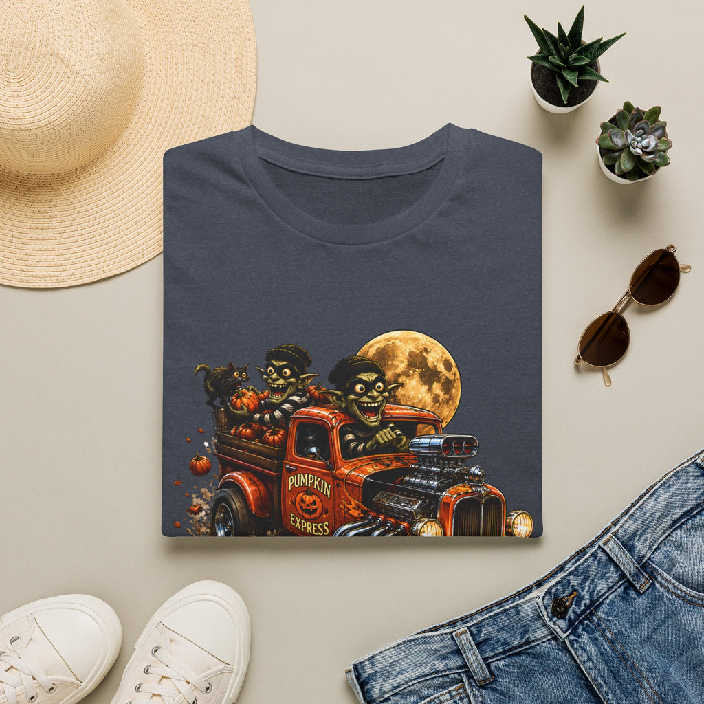 Halloween Hot Rod T‑Shirt — Vintage Monster Truck with Full Moon