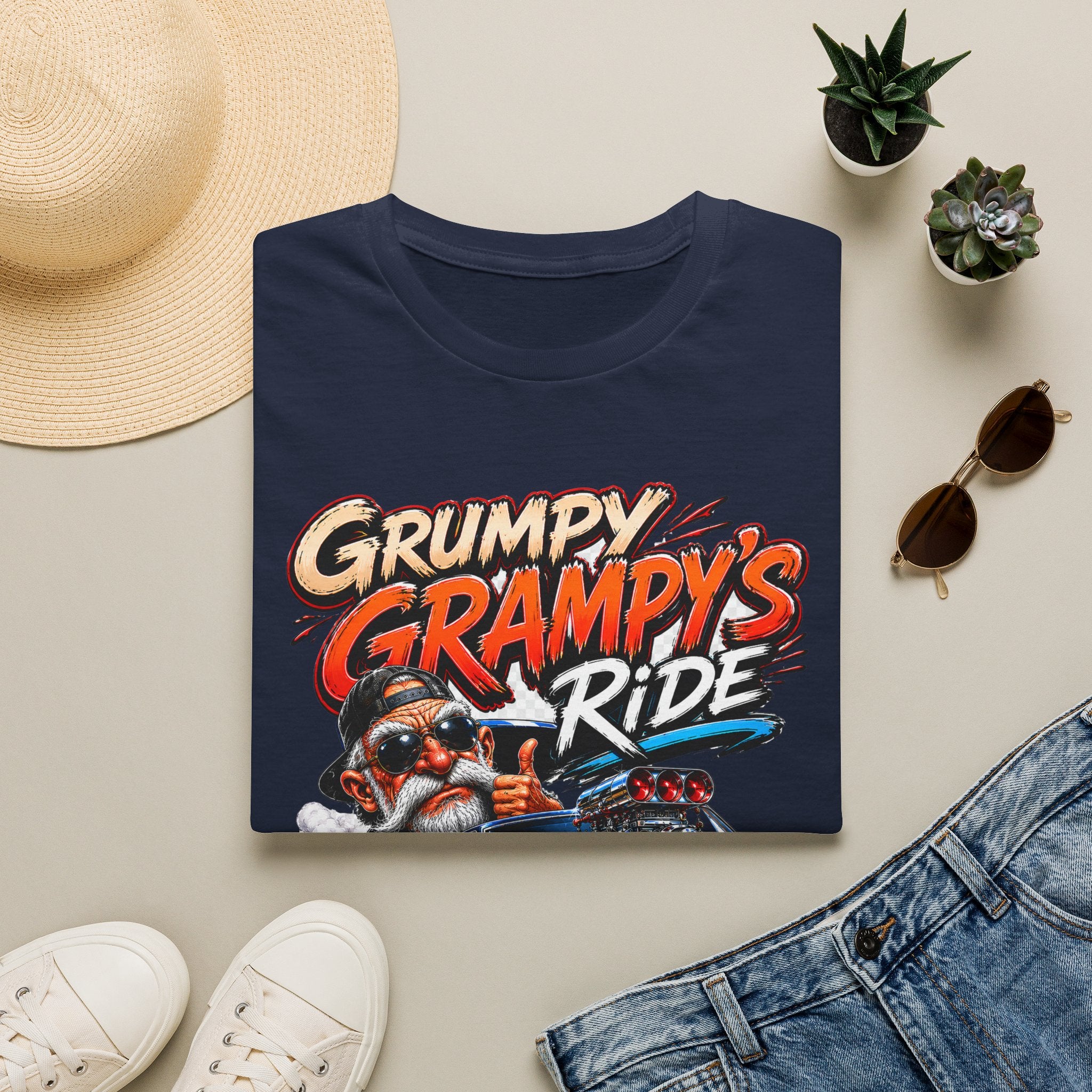 Grumpy Grampy’s Ride T-Shirt — Retro Grandpa Car Racing Tee