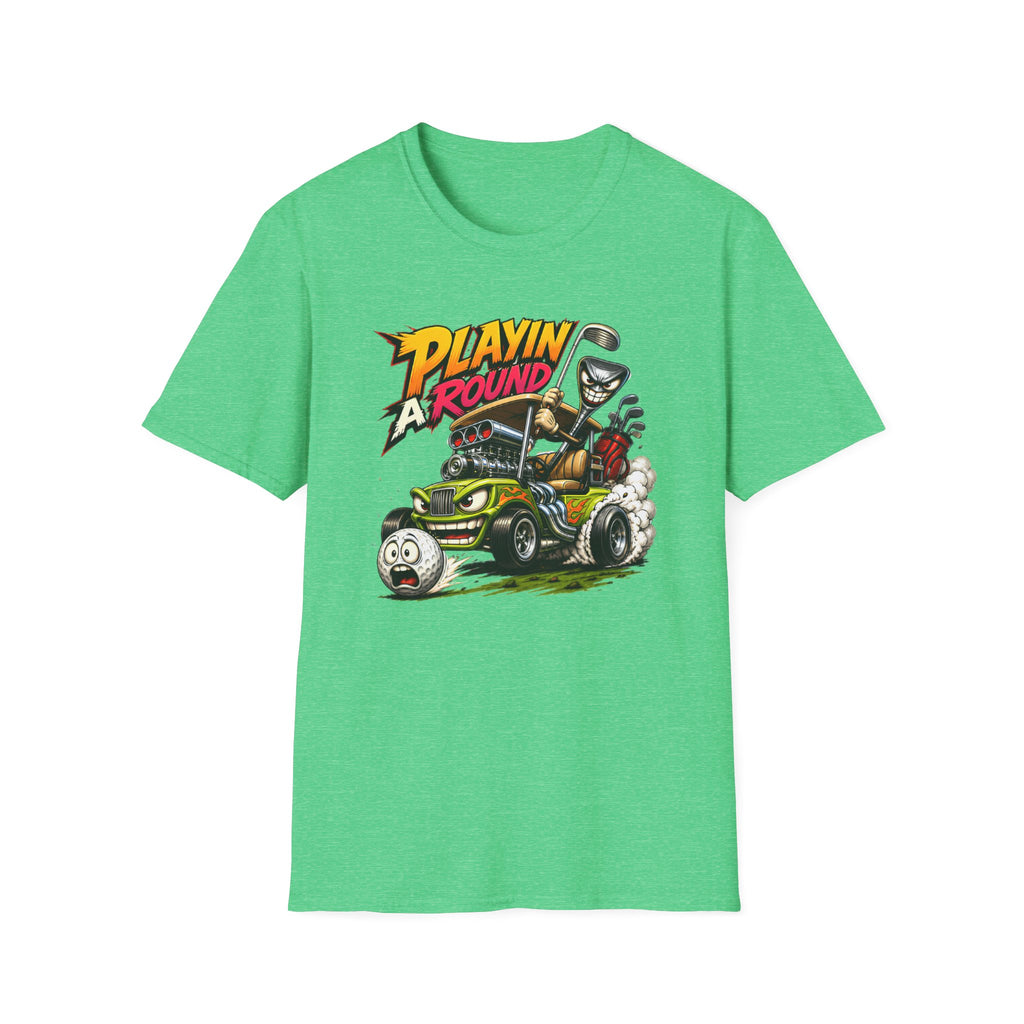 Golf Cart T-Shirt — "Playin' Around" Retro Cartoon Driving Design