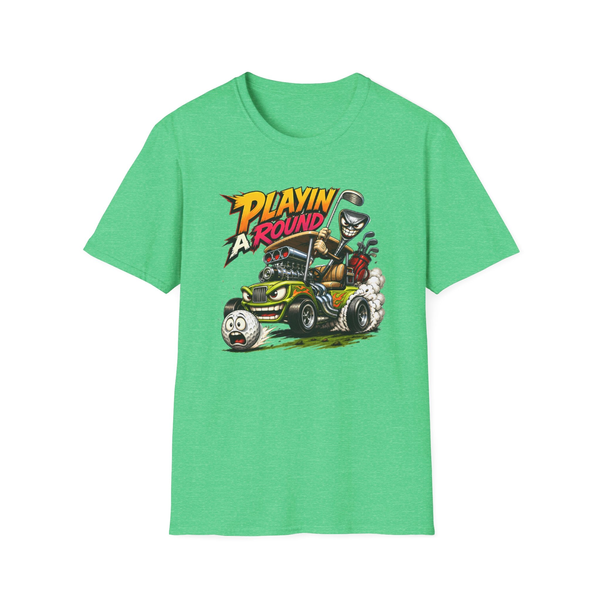 Golf Cart T-Shirt — "Playin' Around" Retro Cartoon Driving Design