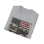 Made in America Truck T-Shirt — "Made in America. Built for the Land." Patriotic Vintage Pickup Tee