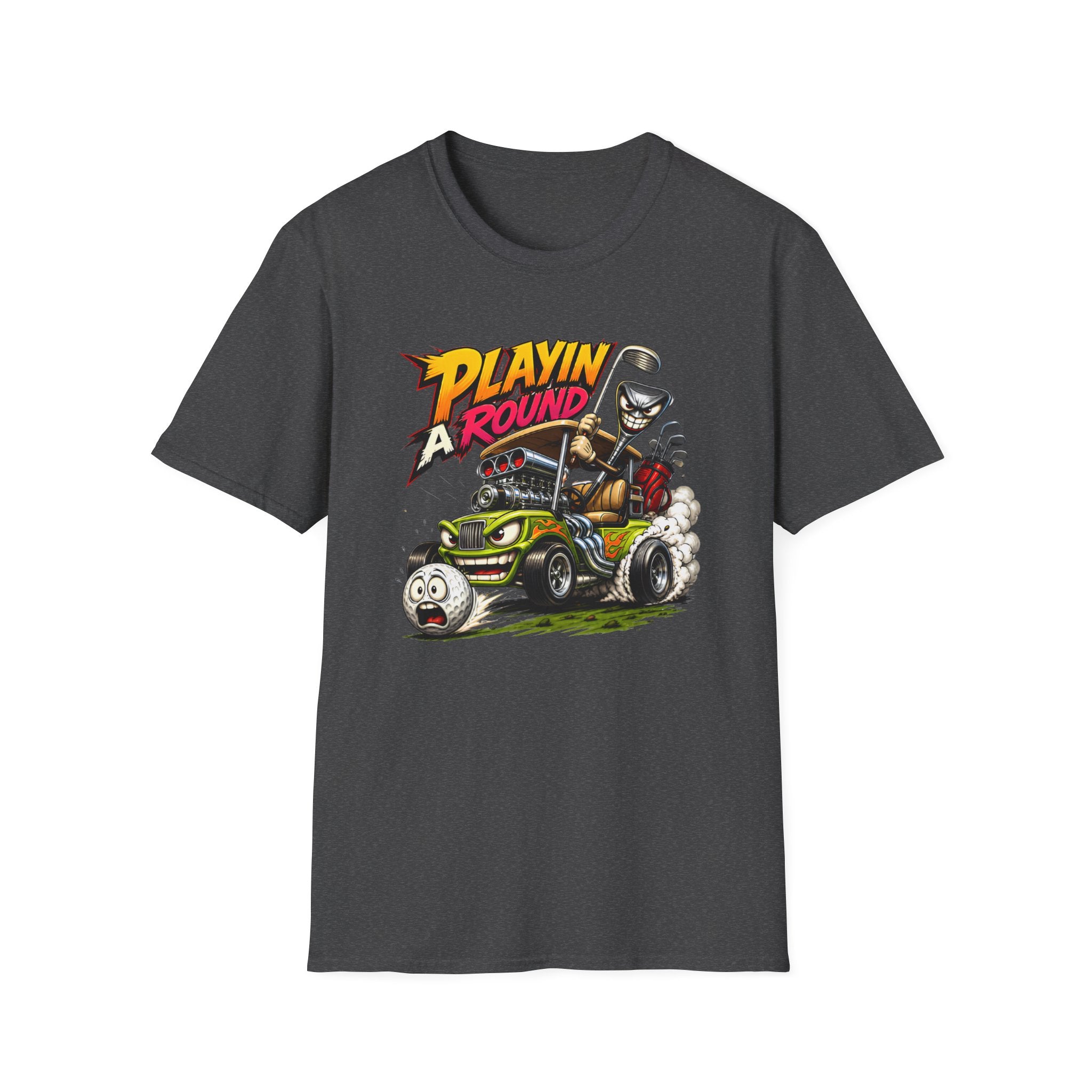 Golf Cart T-Shirt — "Playin' Around" Retro Cartoon Driving Design
