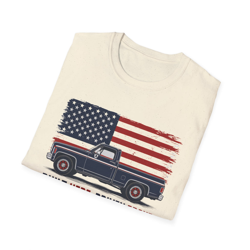 Built Here, Driven Proud Truck T-Shirt — American Flag Vintage Pickup Tee