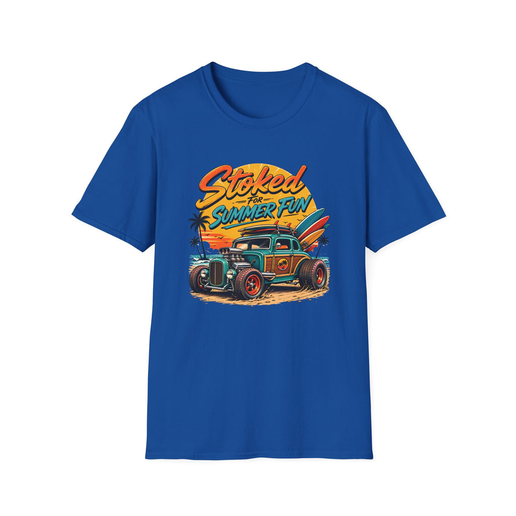 Stoked Summer Fun T-Shirt – Vintage Hot Rod Surf Graphic