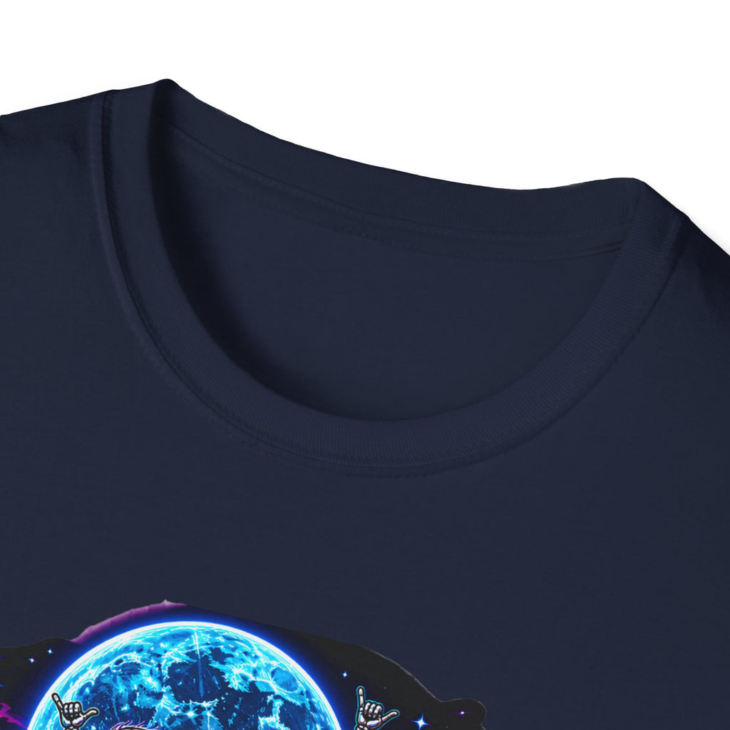 Bone Rattling Surf Tribe T-Shirt — Neon Skull Surf Van Graphic Tee