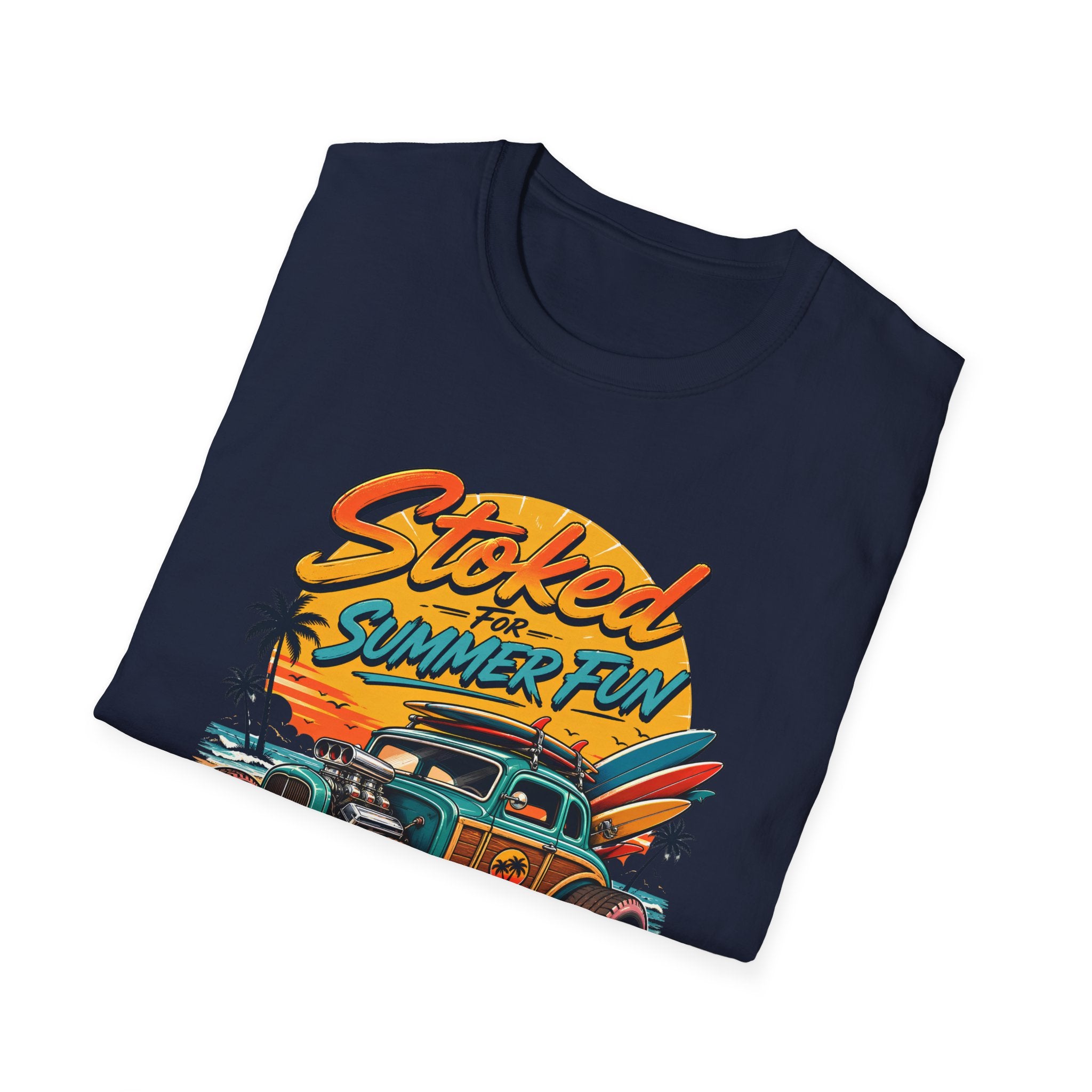 Stoked Summer Fun T-Shirt – Vintage Hot Rod Surf Graphic