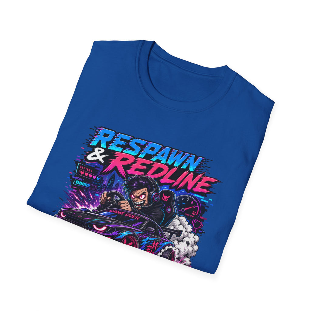 T-Shirt — "Respawn & Redline: No Lag Just Drift" Retro Gaming Drift Car Tee