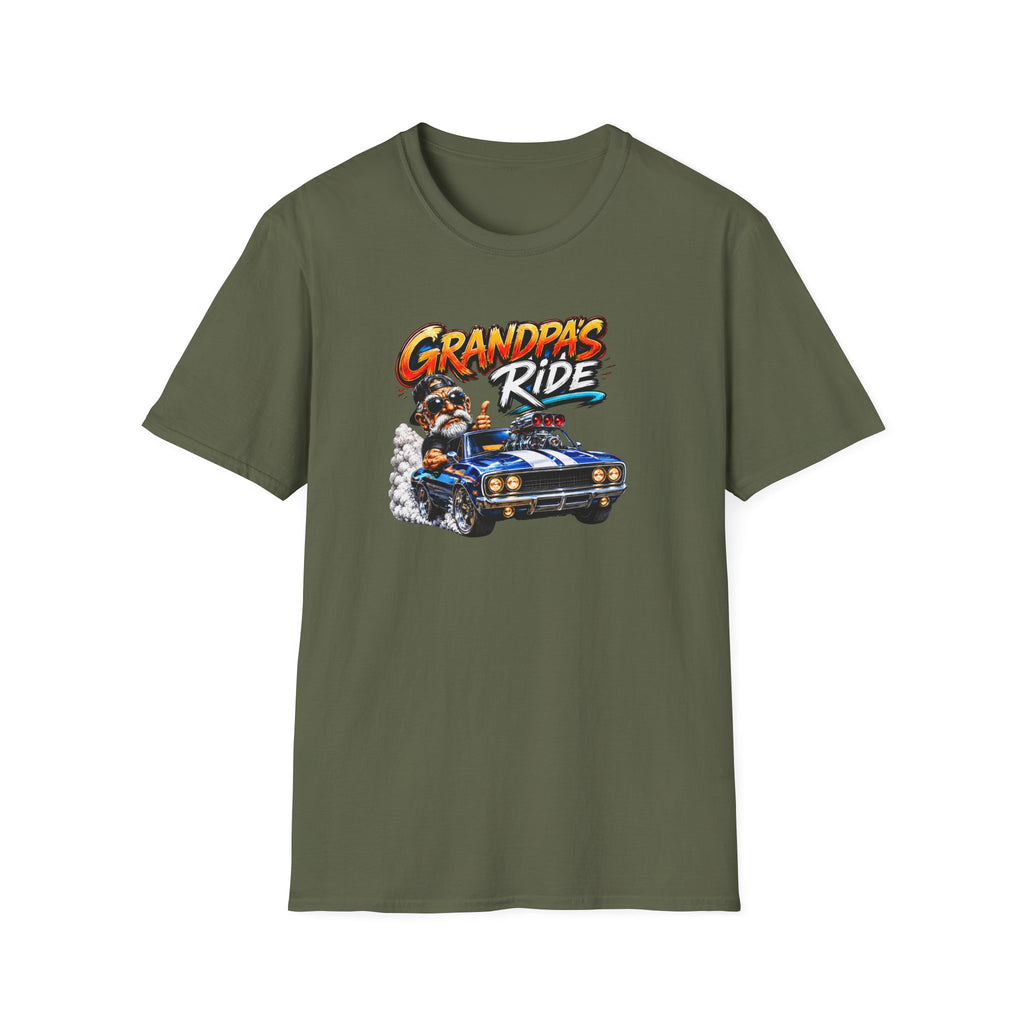 Grandpa's Ride T-Shirt — Vintage Muscle Car & Dog Graphic Gift
