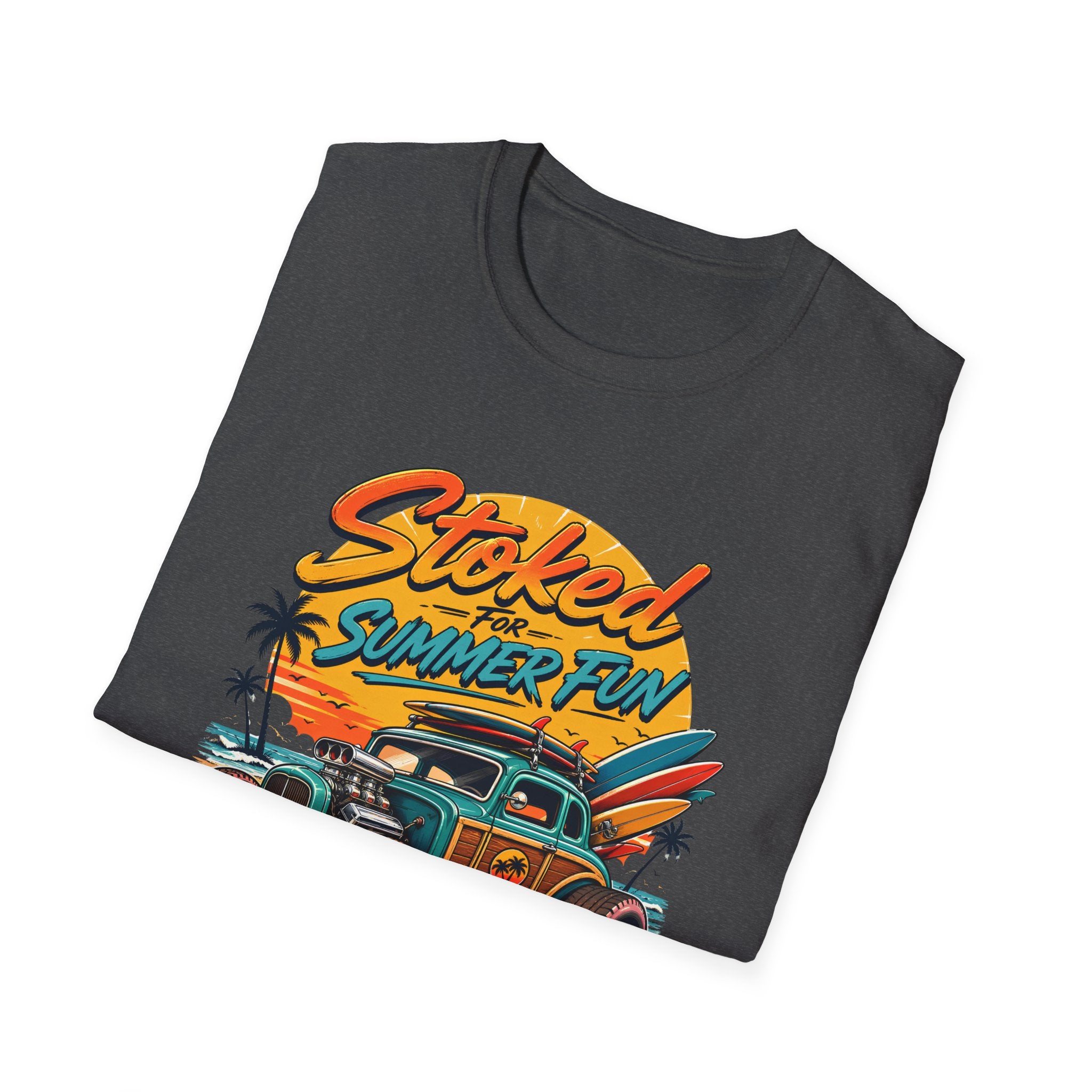 Stoked Summer Fun T-Shirt – Vintage Hot Rod Surf Graphic