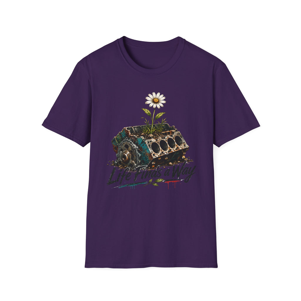 T-Shirt — 'Life Finds a Way' Daisy Rising from Rust Graphic Tee