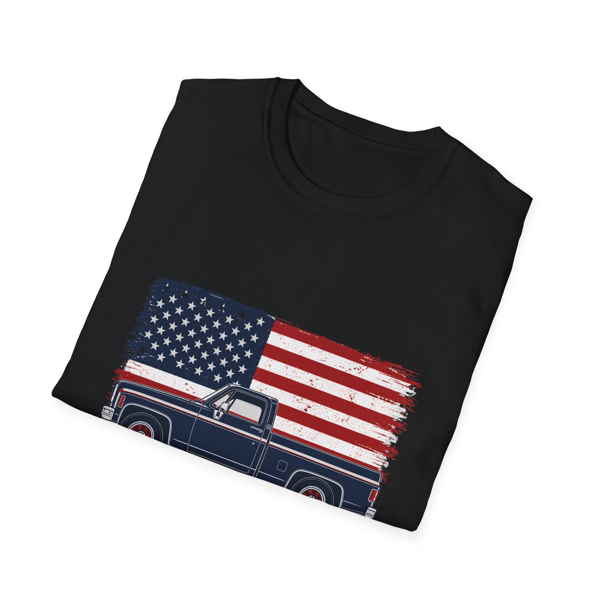 Built Here, Driven Proud Truck T-Shirt — American Flag Vintage Pickup Tee