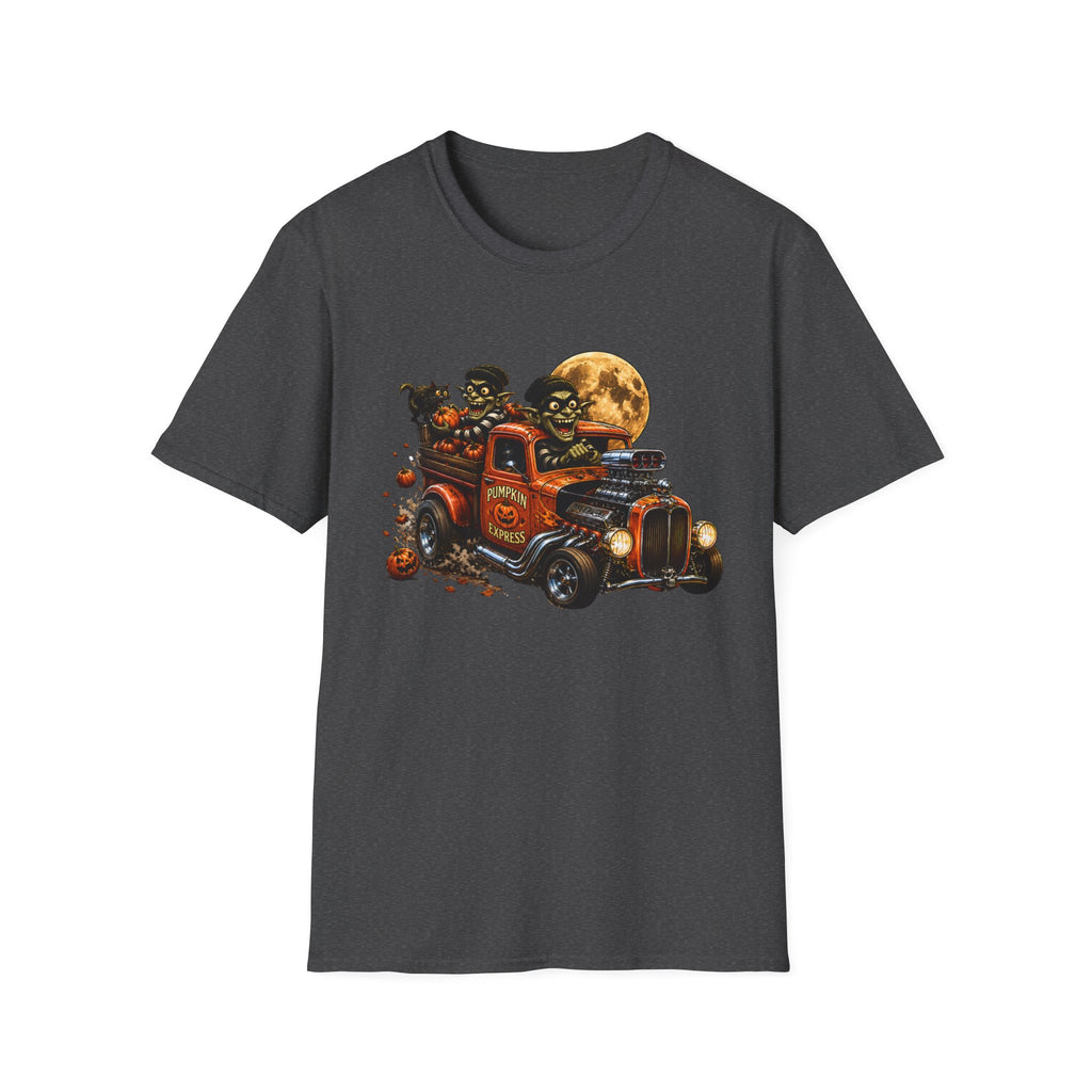 Halloween Hot Rod T‑Shirt — Vintage Monster Truck with Full Moon