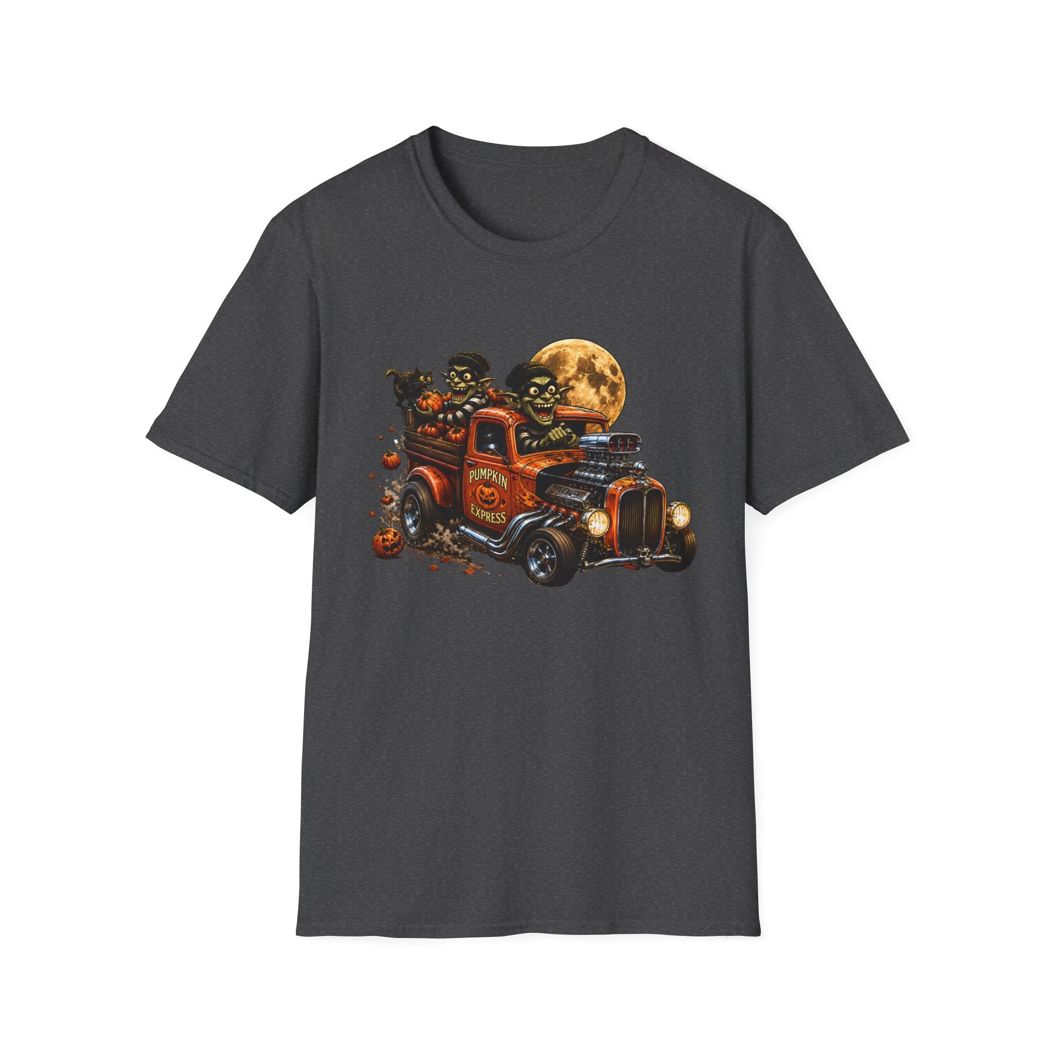 Halloween Hot Rod T‑Shirt — Vintage Monster Truck with Full Moon