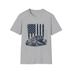 Vintage Hot Rod T-Shirt with Distressed American Flag