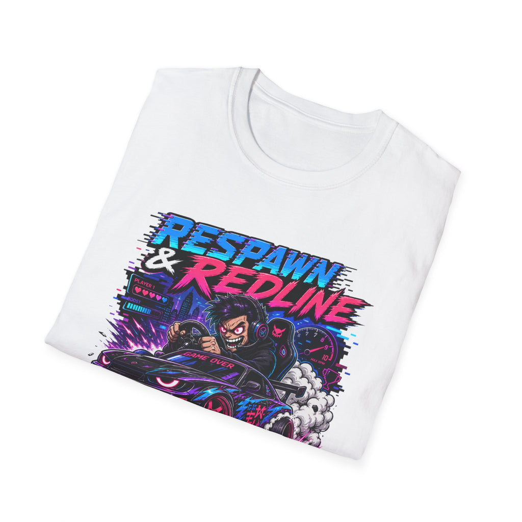 T-Shirt — "Respawn & Redline: No Lag Just Drift" Retro Gaming Drift Car Tee