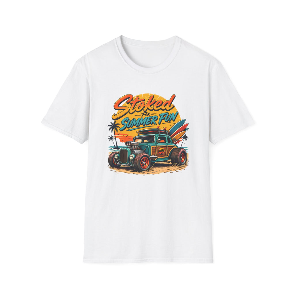 Stoked Summer Fun T-Shirt – Vintage Hot Rod Surf Graphic