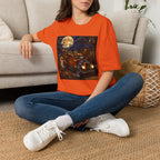 Halloween Harvest Truck T-Shirt — Creepy Pumpkin Moon Retro Tee