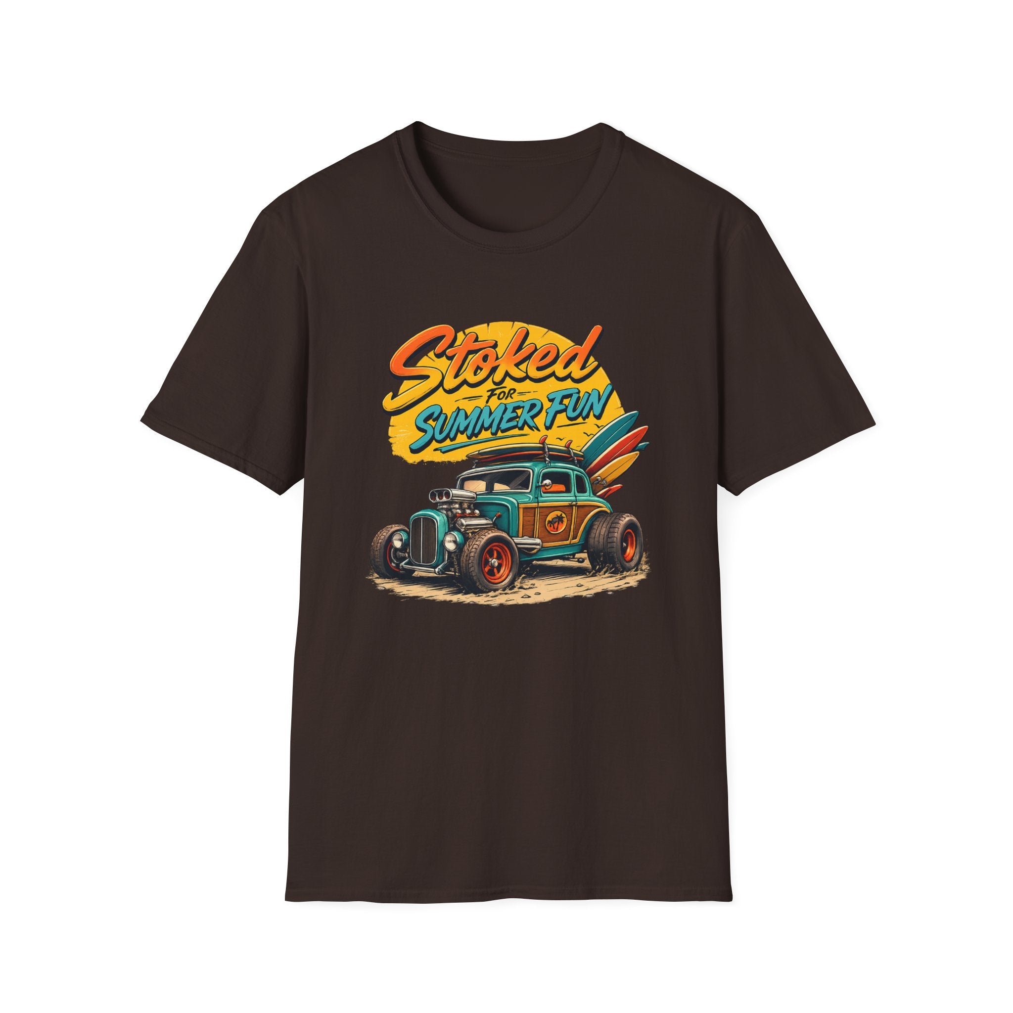 Stoked Summer Fun T-Shirt – Vintage Hot Rod Surf Graphic
