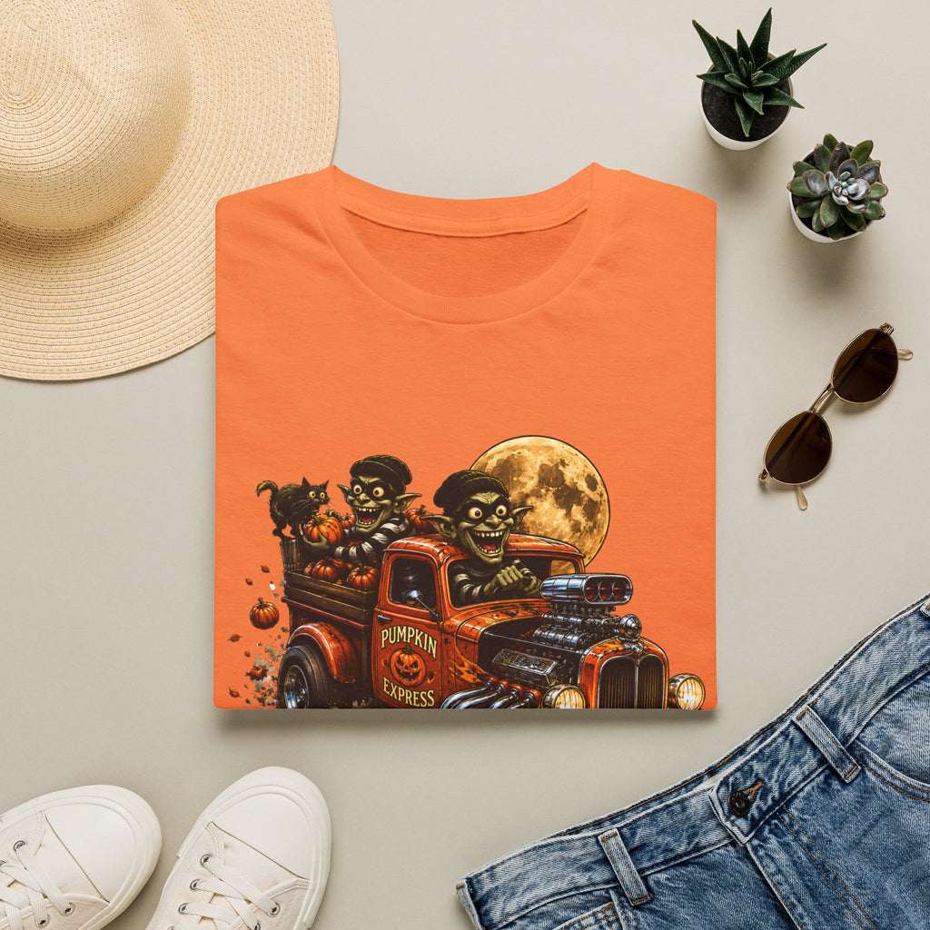 Halloween Hot Rod T‑Shirt — Vintage Monster Truck with Full Moon