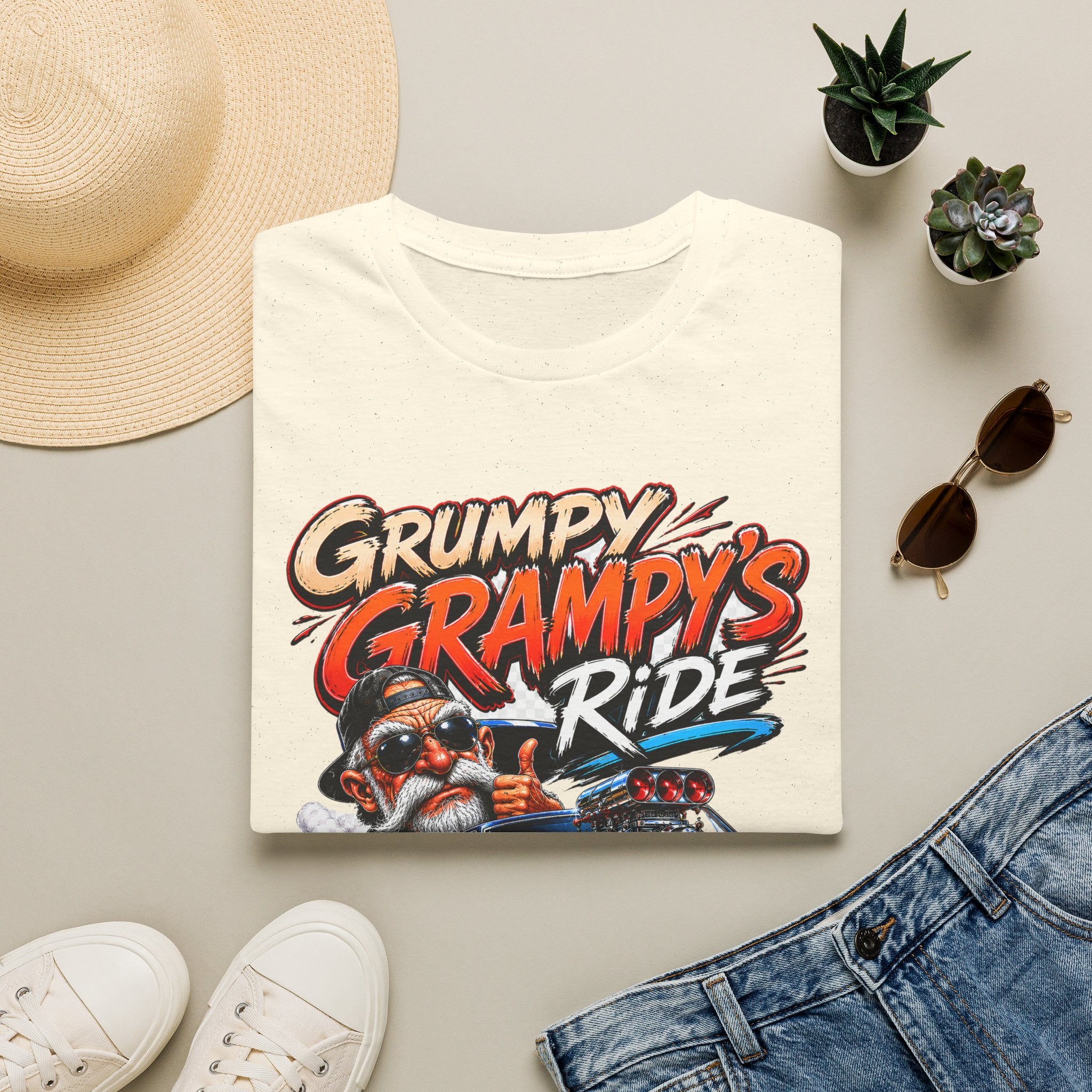 Grumpy Grampy’s Ride T-Shirt — Retro Grandpa Car Racing Tee