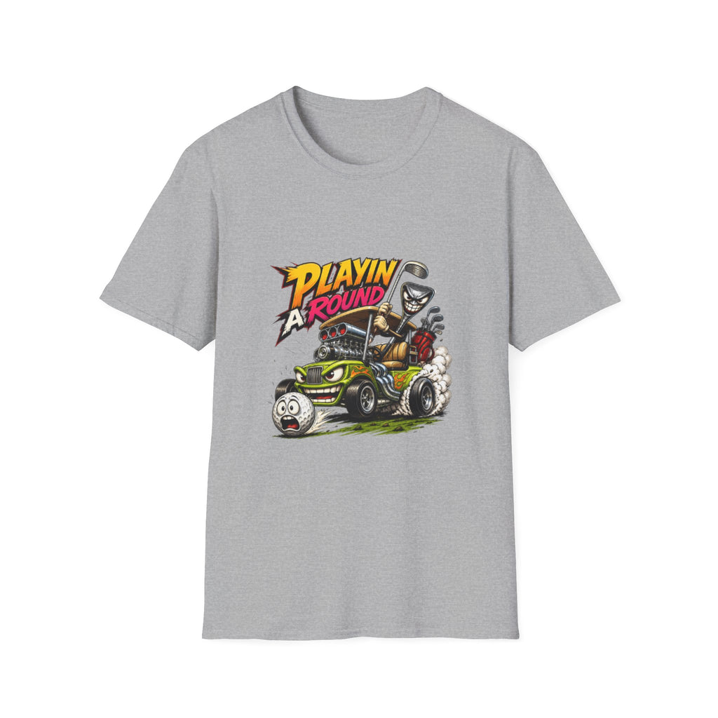 Golf Cart T-Shirt — "Playin' Around" Retro Cartoon Driving Design